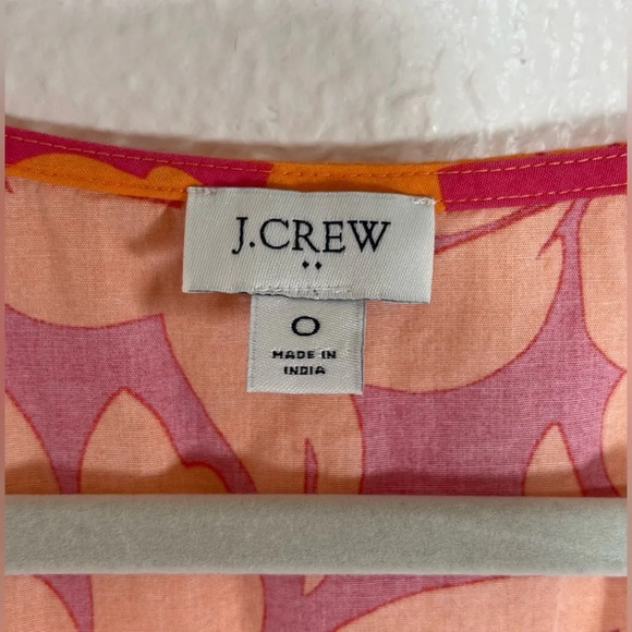 J. Crew Factory Orange Pink Floral Tiered Midi Dress Puff Sleeves V-Neck Size 0 - Picture 4 of 16